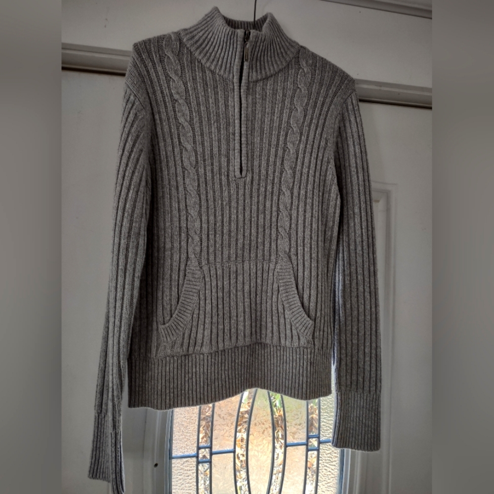 Harley Davidson half zip up Gray Cable Sweater Large